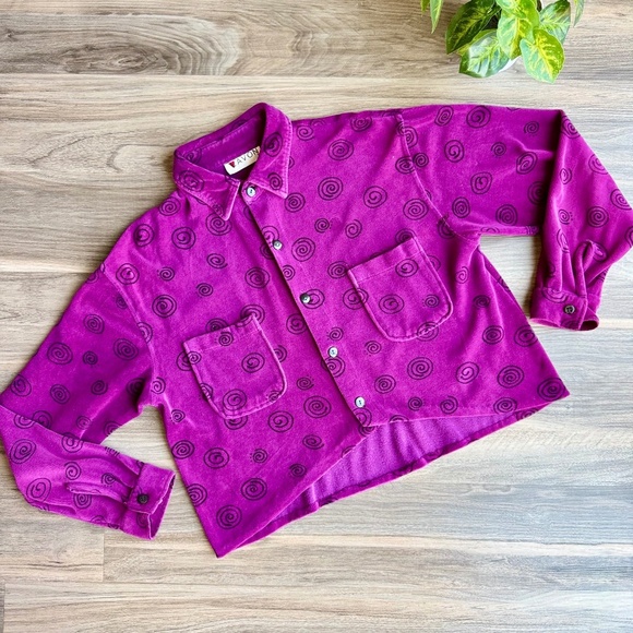LAVON Vintage Button-Up Shirt Purple Swirl Print Long Sleeve Size M - Picture 2 of 12